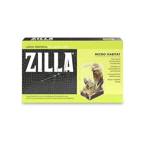 Zilla Micro Habitat Terrarium, Arboreal, with Locking Latch, for Isopods, Spiders, Insects, Large - size: Large, style: Arboreal