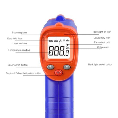 Infrared Thermometer Gun, Non-Contact Laser Thermometer Temperature Gun -58℉ (1112℉/600℃/Blue) - color: 1112℉/600℃/Blue
