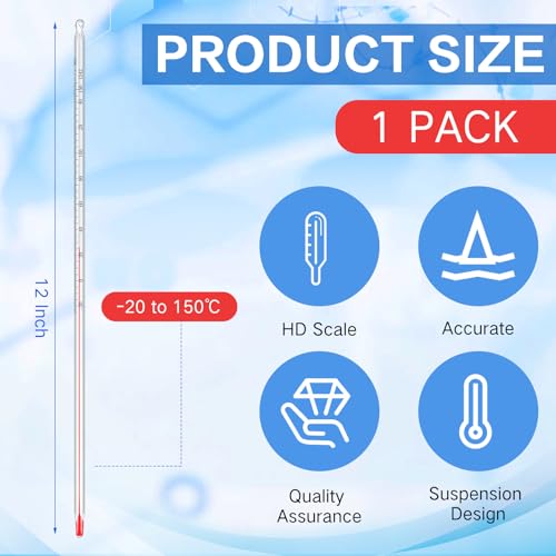Relaxweex General Purpose Lab Thermometer 12 Inch Total Immersion Glass Liquid in Glass Thermometer for Laboratories Universities Food and Beverage Processing Clear(-20 to 150 ℃) - style: -20 to 150 ℃