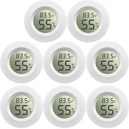 Weewooday 8 Pcs Mini Hygrometer Thermometer Digital LCD Monitor Indoor/Outdoor Room Humidity Meter Temperature Gauge for Greenhouse Garden Reptile Incubator Cellar ℉/℃ (White) - size: White