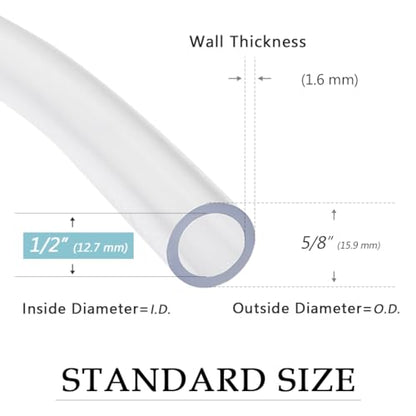 DAVCO 1/2" ID - 10 ft Clear Vinyl Tubing, Low Pressure Flexible PVC Tube, Heavy Duty UV Chemical Resistant Lightweight Plastic Vinyl Hose, BPA Free and Non Toxic, with 2 Stainless Clamps - size: 1/2"ID, style: 10 Feet