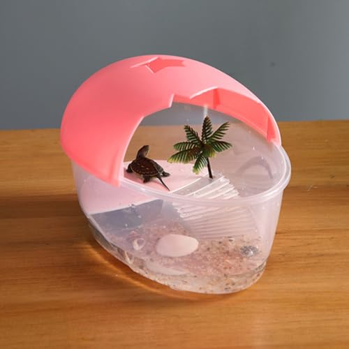 POPETPOP Plastic Reptile Living Tank with Basking Platform and Swimming Area, Home Turtle Tank for Reptile Pets Featuring Ventilation Holes and Easy Cleaning Design, Suitable for Turtle