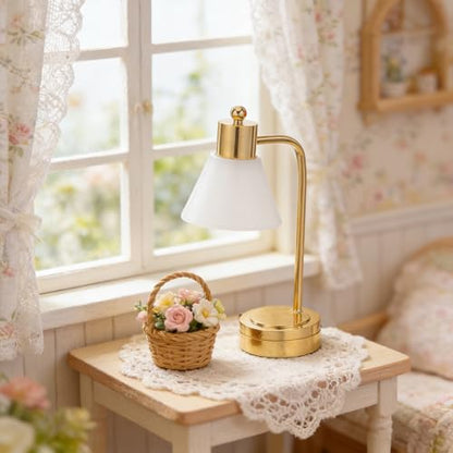 Toyvian Miniature LED Desk Light, Battery Powered Small Table Lamp Model for Micro Landscape Terrarium Night Glow Creative Desktop Home Decoration Tiny Light Fixture