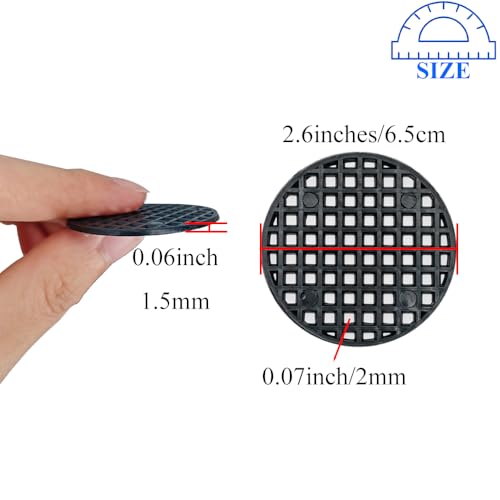 HAHIYO 20PCs 2.6Inch/6.5cm Black Round PP Plastic Flower Pot Hole Mesh Pad Bottom Grid Mat Bonsai Drainage mesh Hole Screens Gasket Prevent Soil Loss Breathable Gasket Drainage Netting for Bonsai - size: Round-2.6In-20P
