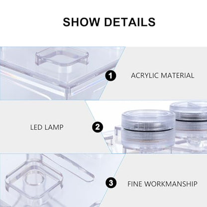 HOMSFOU Mini LED Light-up Acrylic Aquarium Kit, Small Desktop Terrarium with Full Spectrum LED Light, Creative Micro Aquatic Ecosystem for Home and Office Decor
