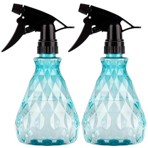 wugongshan 2 Pcs Spray Bottles, 500 ml/17 oz Empty Water Spray Bottles, Plastic Reusable Adjustable Mist Sprayer Squirt Bottles Containers Refillable for Cleaning Solutions, Gardening, Plants (Blue) - color: Blue