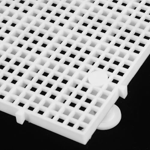 Toyvian Fish Tank Divider Board with 4.5mm Mesh Grid, Non-Submersible White Isolation Plate, Includes 1 Grid Panel and 6 Support Pillars for Aquarium and Tortoise Reptile Basking Platform