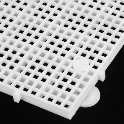 Toyvian Fish Tank Divider Board with 4.5mm Mesh Grid, Non-Submersible White Isolation Plate, Includes 1 Grid Panel and 6 Support Pillars for Aquarium and Tortoise Reptile Basking Platform