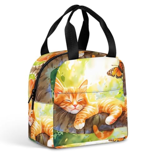 Sleepy Cat Lunch Bag for Women Men | Insulated Lunch Box Leakproof Food Meal Containers Reusable Foldable 6L Capacity Lunch Tote Bags for Work Picnic Travel - color: style-7