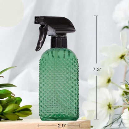 Plant Mister Glass Spray Bottle - 3 PCS 13oz Green Adjustable Nozzle | Reusable, For Indoor Plants, Gardening, Cleaning, Hair Care, Household Use