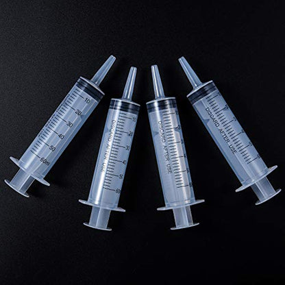 Frienda 4 Packs Syringes Without Needles,60 Ml | Large Plastic Measuring Tools for Food, Horse Care, Lab Dispensing, Graduated Markings, Reusable Multipurpose Applicators - size: 60 ml