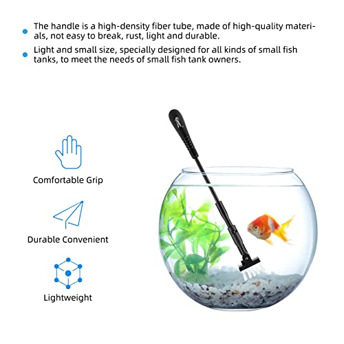 hygger Small Fish Tank Cleaner, Aquarium Cleaning Tools Kit with Handle, Seaweed Scraper, Fishing Net, Sponge Brush,Wall Brush (S) - size: Small