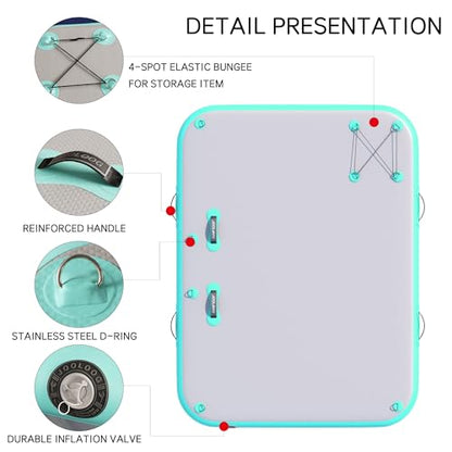 Inflatable Floating Dock Mat,6 inches Thick Inflatable Stable Platform Raft with Storage Bag None-Slip Surface for Lake Beach Pool - color: Green 8ft x 6 ft x 6in