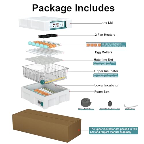 Egg Incubator for Hatching 120 Eggs with 5 Auto Incubation Models | Precise Temp & Humidity Control, Auto Egg Turning, External Water Refill, Egg Candler, Dual Power Supply, Adjustable Roller