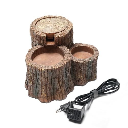 550ML Reptile Water Fountain with Food Dish – Terrarium Drinking Fountain for Bearded Dragon, Gecko, Chameleon, Lizard, Tree Frog & Turtle – Keeps Water Clear, Easy-to-Use Water Dispenser