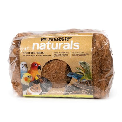 Prevue Pet Products Small Animal Coco Bed Fibers 2.5 lbs - 100% Natural Sterilized Coconut Fiber to Nest, Bedding & Replenishing Toys, Enrichment Material for Birds, Hamsters, Gerbils, & Small Pets
