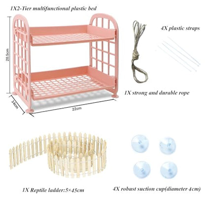 Hermit Crab Accessories: Reptile Ladder, Plastic Grid Habitat, Hammock for Hermit Crab, Hamster, Guinea Pig (Pink) - style: Modern