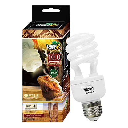 LUCKY HERP Desert UVA UVB Reptile Light Bulb 10.0 13W Compact Fluorescent Lamp - style: UVB10.0 13W
