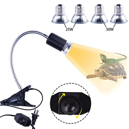 Reptile Heat Lamp UVA UVB Light Bulb, 360° Rotatable Basking Spot Light - color: Black