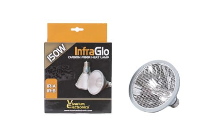 InfraGlo Carbon Fiber Heat Lamp 150W – Infrared Reptile Heat Lamp Bulb for Bearded Dragons, Tortoises, Snakes and Turtle Tanks, Long Lasting Infrared Emitter Bulb for Reptiles