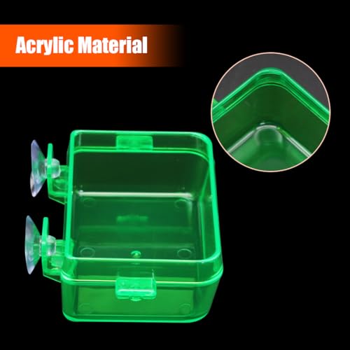 Reptile Suction Cup Feeder 2 Pack, Anti-Escape Food Bowl | for Gecko Lizard Iguana Chameleon Spider Frog Snake, Wall Mount Strong Suction Feeding Dish (Green, S)