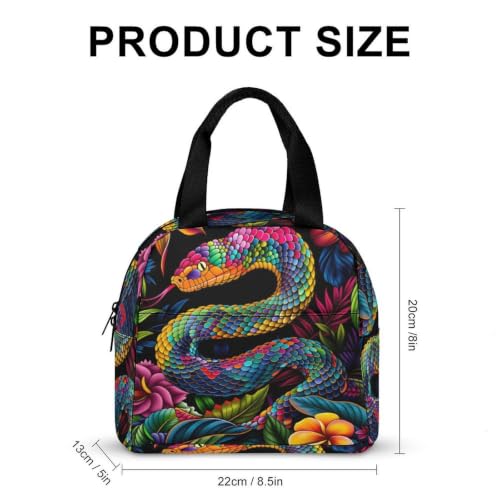 Vibrant Snake Lunch Bag for Women Men | Insulated Lunch Box Leakproof Food Meal Containers Reusable Foldable 6L Capacity Lunch Tote Bags for Work Picnic Travel - color: Style 1