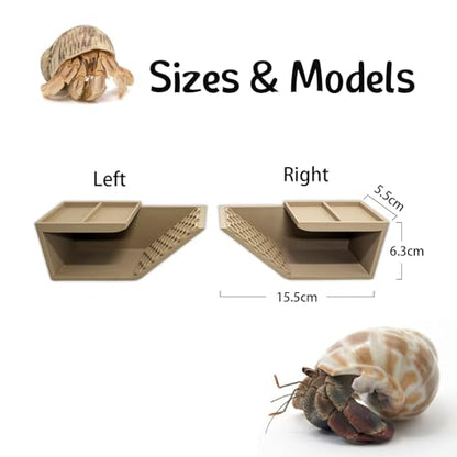 Hermit Crab Hideaway,Underground Habitat and Climbing Toy, 3D Printed Shelter for Hermit Crabs, Turtles, Lizards, and Tarantulas (Wood Color, Left) - size: Left