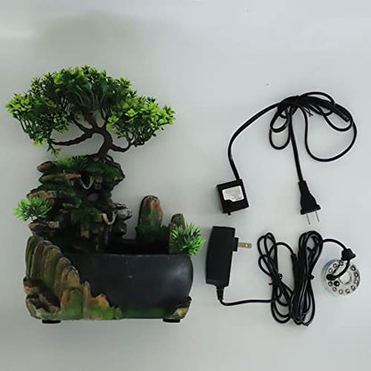 Indoor Tabletop Fountains ， Rockery, Water, Waterfall, Plants, Desktop Fountain, atomizing humidifier Fountain, Home Office Desktop Decorations, Automatic Pump with Power Switch
