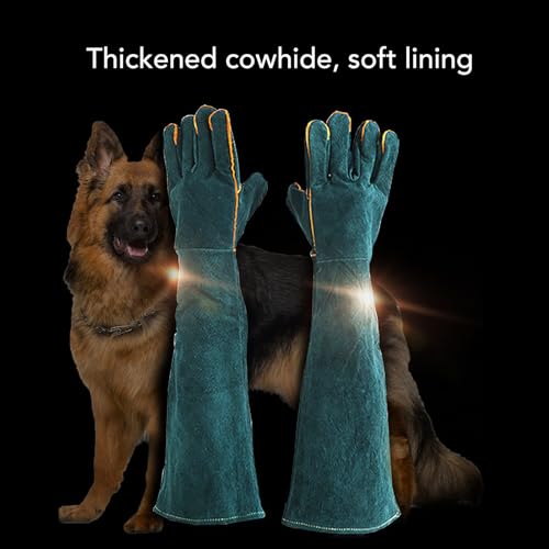 Diydeg Animal Handling Gloves, Multipurpose Bite Proof Pet Glove with PU Leather Lining, Puncture & Scratch Trapping Gloves for Grabbing Reptile, Grooming, Trips to Vet.