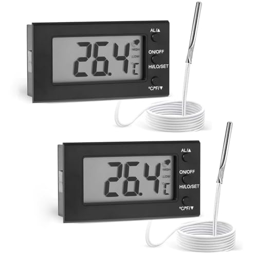 2Pack Digital Oven Thermometer -58°F to 572°F/-50°C-300°C, Thermometer with Probe, High Low Temperature Alarm, LCD, Celsius/Fahrenheit LXSZRPH (Black) (2)