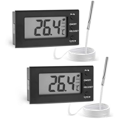 2Pack Digital Oven Thermometer -58°F to 572°F/-50°C-300°C, Thermometer with Probe, High Low Temperature Alarm, LCD, Celsius/Fahrenheit LXSZRPH (Black) (2)