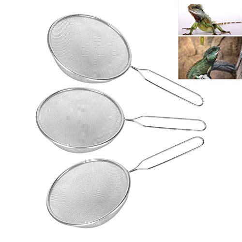 3PCS Reptile Poop Scooper, Bearded Dragon Sand Sifter Cat Litter Scoop Metal Fine Litter Scoop Sand Sifter Shelling Tools for Beach