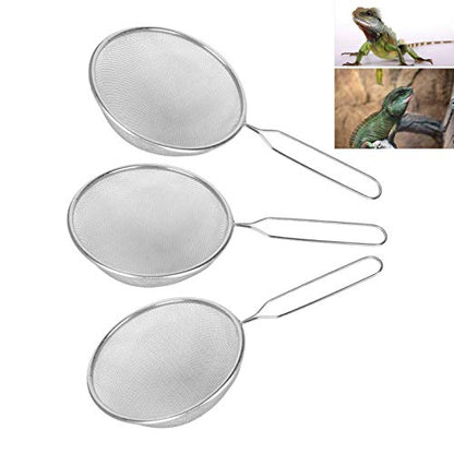 3PCS Reptile Poop Scooper, Bearded Dragon Sand Sifter Cat Litter Scoop Metal Fine Litter Scoop Sand Sifter Shelling Tools for Beach