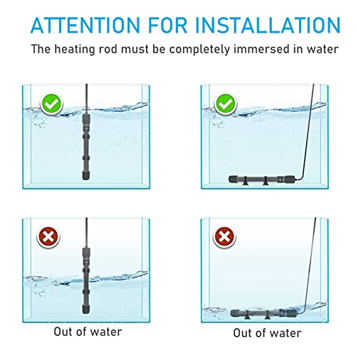 YukiHalu Small Submersible Aquarium Heater, Adjustable Mini Fish Tank Heater 25W 50W 100W 200W 300W with External Temperature Controller, LED Display, Used for 5/10/20/40/60 Gallons (25 Watts) - size: 25 Watts