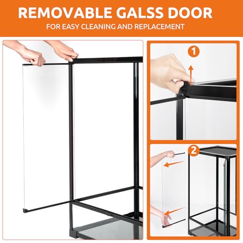 67 Gallon Tempered Glass Reptile Tank, 24" x 18" x 36" Reptile Terrarium,Reptile Enclosure with Front Opening Sliding Double Doors, Top Ventilation, Removable Door Easy to Feed and Clean - size: 24" x 18" x 36"