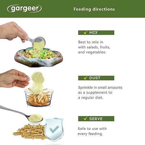 Gargeer 2oz Forest Tortoise Salad Topper. Enhanced Appetite, USA Made | Black soldier fly larvae, dried fig & floral topper! Boosts forest tortoise appetite with protein, fiber & vitamins - size: 2 Ounce (Pack of 1)