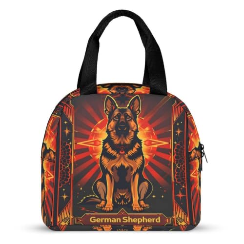 German Shepherd Dog Lunch Bag for Women Men | Insulated Lunch Box Leakproof Food Meal Containers Reusable Foldable 6L Capacity Lunch Tote Bags for Work Picnic Travel - color: style-13