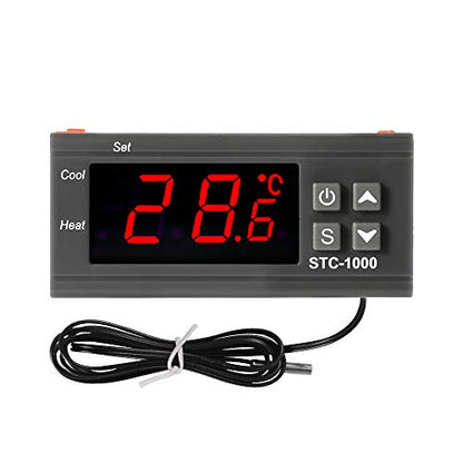 Dorhea STC-1000 10A DC 12V Digital LED Temperature Controller Cooling Heating Centigrade Thermostat 2 Relays LED Output with NTC Sensor Probe(12V) - color: 12V