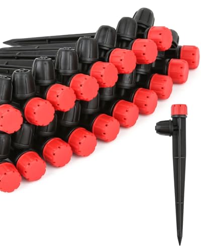 Drip Irrigation Emitters for 1/4" Tubing: 25pcs Drippers with Lock Barbed | Adjustable 360 Degree Water Flow, 5" Arrow Stake, Irrigation Drippers for Diy Garden Watering System Kit - size: 25pcs Drip Emitters with Lock Barbed