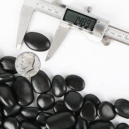 Black Pebbles for Plants 1.8lb Bulk Bag Aquarium Gravel 0.8"- 1.2" Decorative Polished Fish Tank Stone - size: 1.8LB, style: Black
