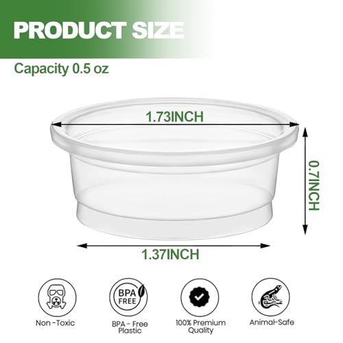 ZIYIZE 500 Pcs Feeding Cups Samll 0.5 oz Gecko Food and Water Feeding Dish Ledge Accessories Bowls for Crested Gecko Lizards Reptiles Pets