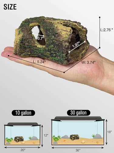 Aquarium Hollow Wood Fish Tank Decorations Reptiles Hideouts | Fake Logs Terrarium Décor, Cave and Shelter , Aquarium Hideout for Betta Fish,Shrimp and Turtle,for 20 Gallon Tank