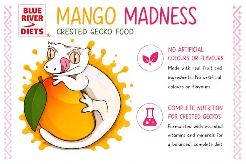 Blue River Diets Crested Gecko Diet | Mango Madness | All Natural Low Fat Complete Gecko Food | 2.1oz