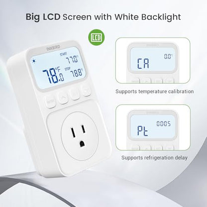 INKBIRD Plug in Thermostat 15A 1800W, Programmable Heating Cooling Digital Temperature Controller Timer for Window A/C Fan Heater Greenhouse Homebrewing Reptile - size: 1800W 15A