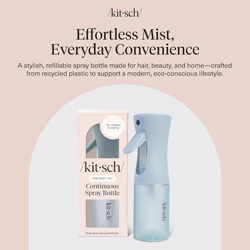 Kitsch Continuous Spray Bottle for Hair – Haze Blue, 150ml | Fine Mister Spray Bottle & Water Spray Bottle – Recycled Hair Spray Bottle – Spray Bottles for Cleaning, Styling, & More - color: Haze Blue
