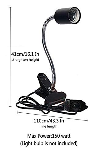 UVA UVB Light Bulb Reptile Ceramic Heat Lamp Pet Heating Bulb Holder Clamp Lamp Fixture Heating Light Lamp For Reptiles,Aquarium Reptile Light Adjustable Habitat Lighting Stand,110V-130V(Black)