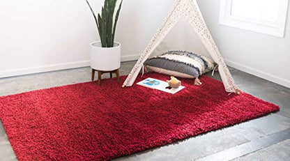 Unique Loom Solid Shag Collection Area Rug (2' 2" x 3' 1" Rectangle, Cherry Red) - color: Cherry Red, size: 2'2" x 3'1" (Rectangular)