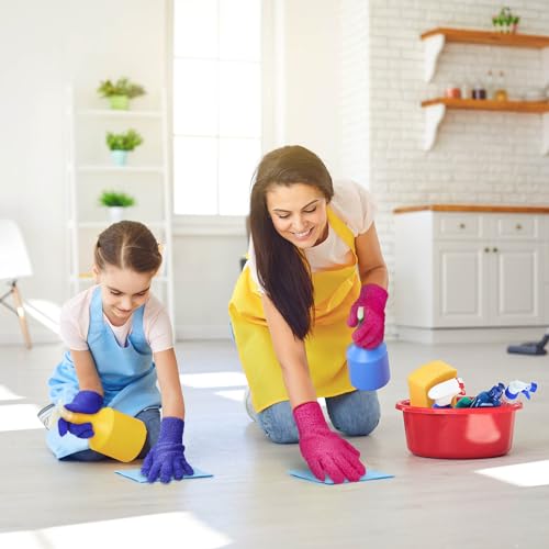 Potchen 6 Pcs Microfiber Dusting Mitt Gloves for Plants Washable Dusting Gloves for House Cleaning Furniture Car Washing - color: Purple, Rose Red