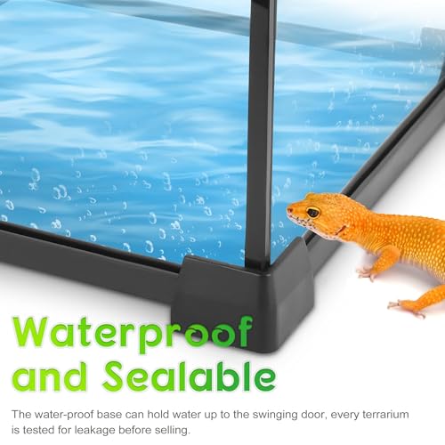 8"x8"x12" Reptile Terrarium, Single-Door Glass Arboreal Vivarium for Small Arboreal Lizards Such as Small Day Geckos, with Lock, Cable Port & Waterproof Deep Base Below Front Door