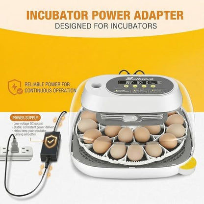 Sailnovo 24 Eggs Incubator, 4 Modes, Temp Control & Humidity Display, Grey | 3 Preset Modes, Built-in Candler, 360 View Window, Humidity Alarm, Easy Clean, Chicken Duck Quail eggs, Home Classroom Farm - color: Grey, size: 24 Eggs